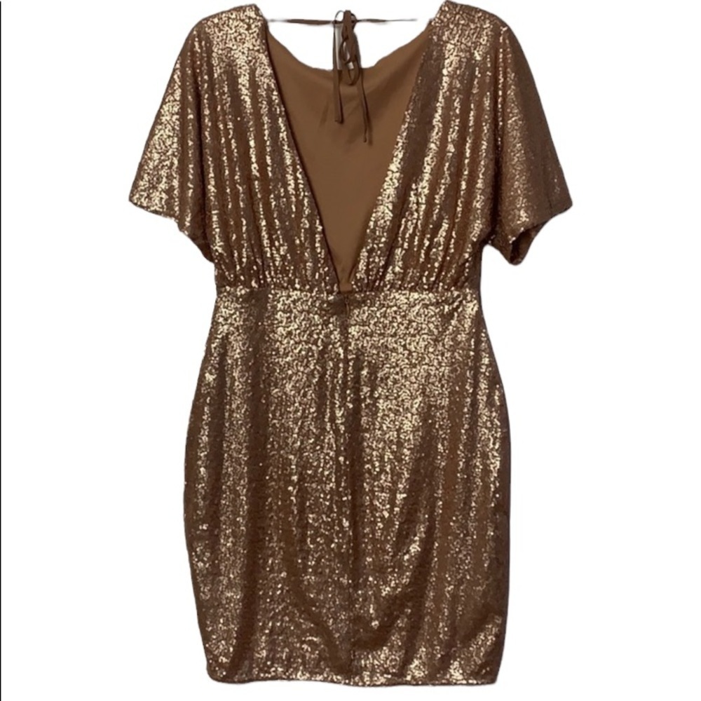 🌸2/$25 NWT Francesca’s Tatiana Rose Gold Sequined Dress - Picture 6 of 14